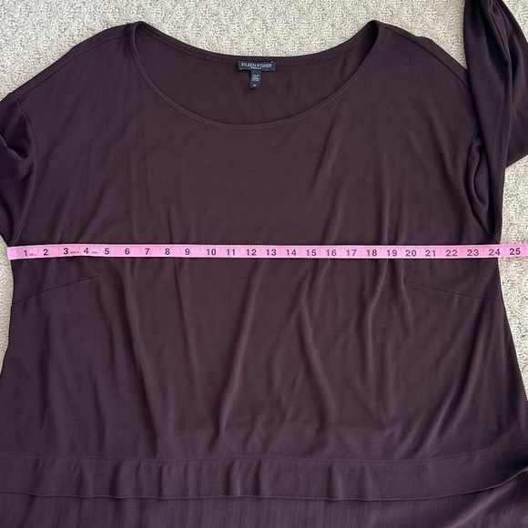 Eileen Fisher Long Sleeve Silk Tunic Top Sheer Hem Brown 1X Relaxed Flowy Casual - Picture 12 of 12